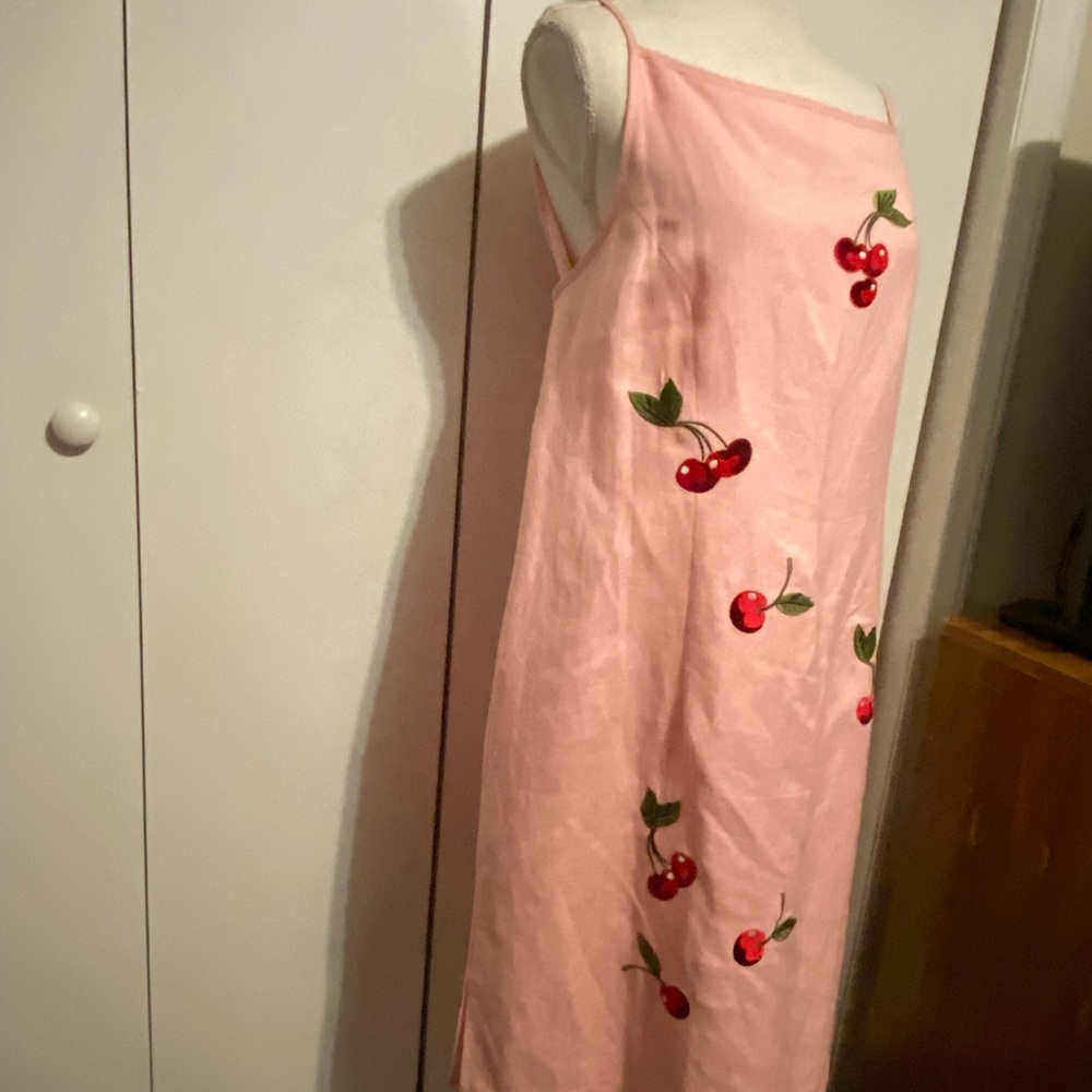 Jessica Howard Pink Red embroidered sundress Square neck Sleeveless Vintage SZ16 - Picture 14 of 16